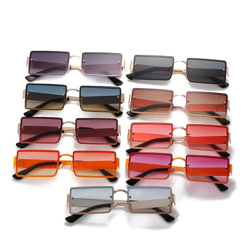 Square Sunglasses European And American Trend Metal Wide-Leg Square Glasses Personalized Multi-Color And Colorful Sunglasses