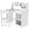 Kids Desk with Ergonomic Chair with Sliding Keyboard Tray Drawer Niches and Open Shelves 90 x 45 x 90 cm White