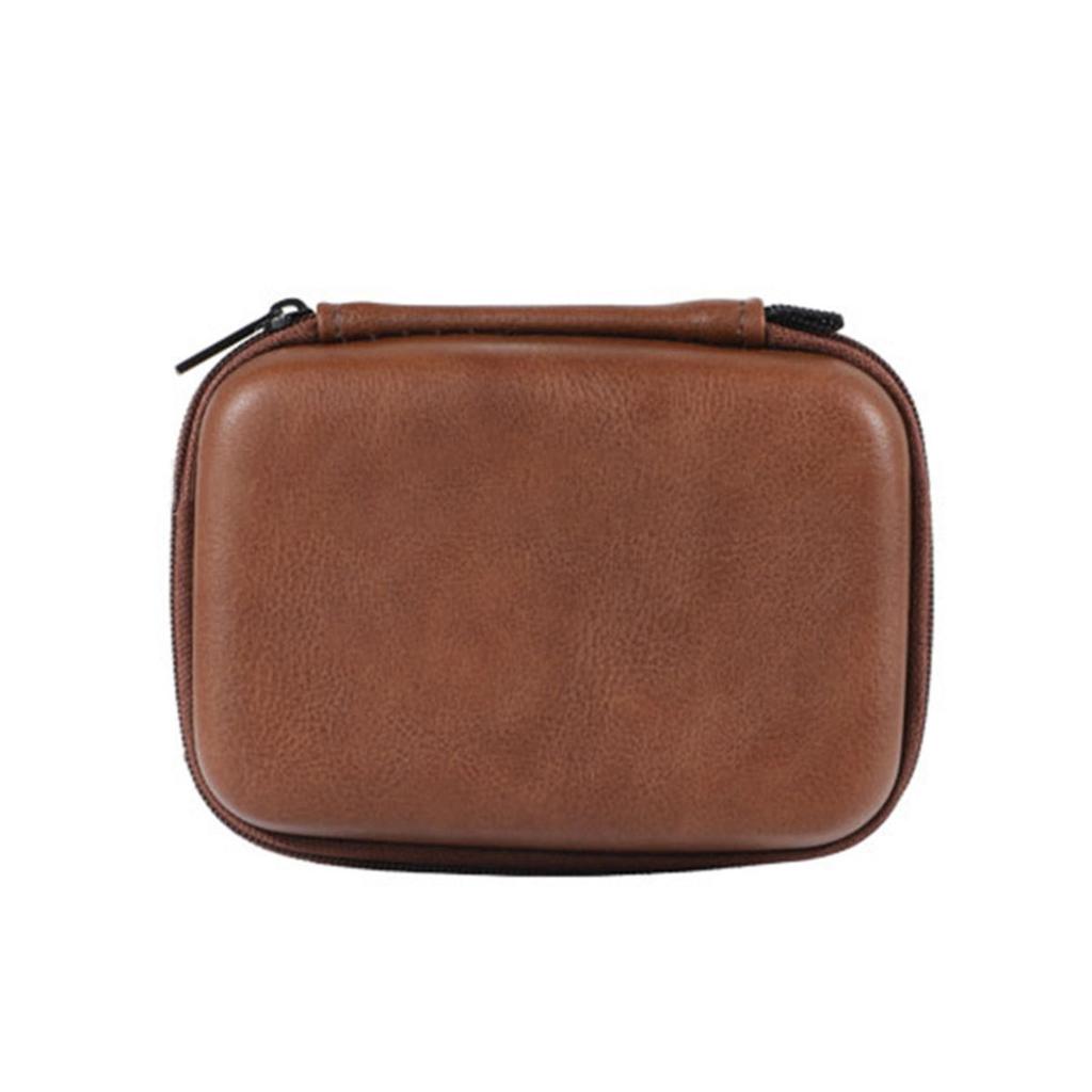 1pc Portable USB Data Cable Leather Earphone Storage Bag Headphone for Case Cover Protector Mini Zipper Hard Box