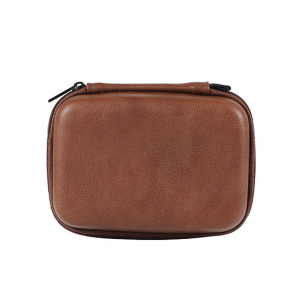 

1pc Portable USB Data Cable Leather Earphone Storage Bag Headphone for Case Cover Protector Mini Zipper Hard Box one size темно-коричневого