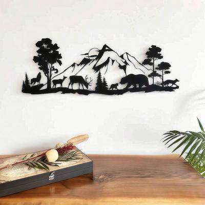Vintage Metallwandkunst Wilde Waldtiere Bär Hirsch Wolf Fuchs Eichhörnchen Ferienhaus Dekoration