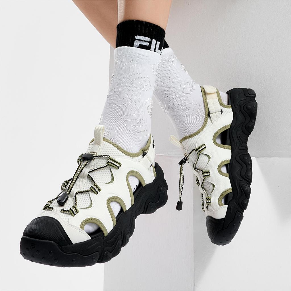 FILA Fluid 5 Sandal Cat Paw Retro Versatile Fashion Breathable Non-Slip Durable Beach Sandals Women sandals Moss-Green F12W422402FSM