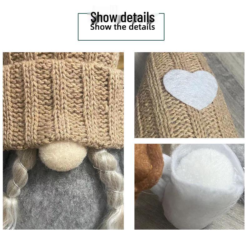 Cross-Border Knitted High-Hat Doll with Hanging Legs - Hand-Grind Coffee Christmas Plush Decoration
