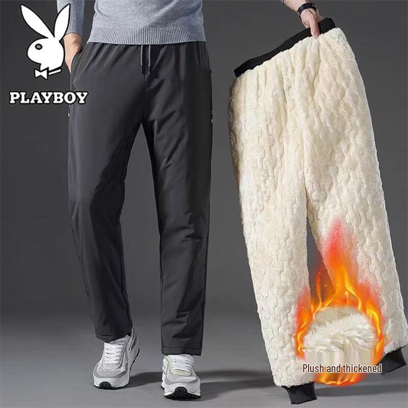 PLAYBOY Men's Plush Lined Warm Straight Leg Cotton Pants