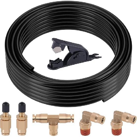 Air Line Kit For Air Spring Bag Suspension With Fittings, 30 FT PA Hose Truck Airbag Line With 1/4 NPT DOT Air Fittings, Replacement Valve For Airbag