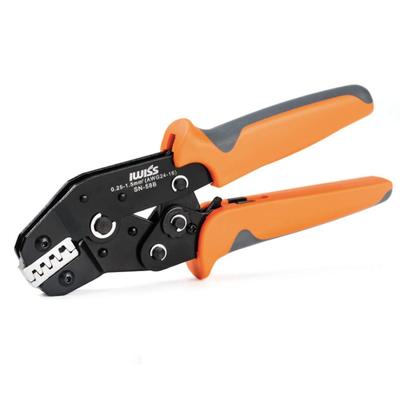 Alicates de crimpado simultáneos de precisión IWISS, tipo trinquete, con terminal de barril abierto, compatibles con terminales pequeños y medianos de 0,25 a 1,5 mm² (SN-58B)