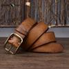Vintage Handmade Men's Leather Belt Top Layer Pure Cowhide Copper Buckle Jeans Leather Belt