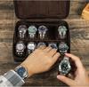Retro Crazy Horse Cowhide Leather Watch Box - 10-Slot Handcrafted Storage for Wristwatches