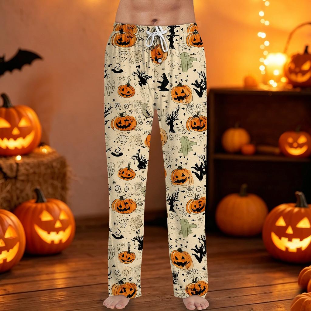 Men's Halloween Print Drawstring Lounge Pants Casual Sleepwear Soft Comfortable Fit Relaxed Style