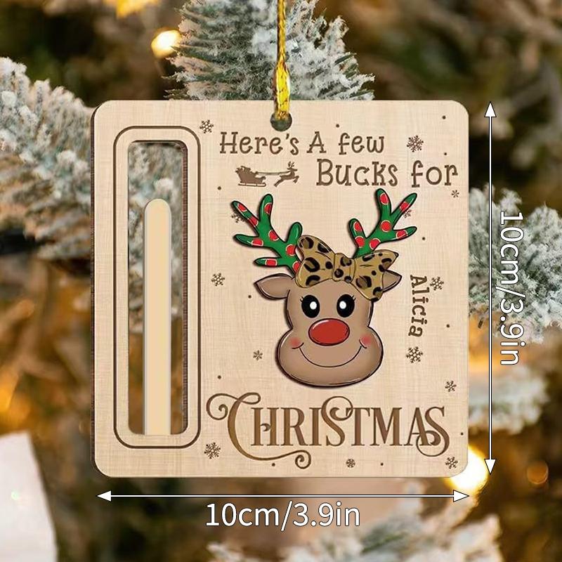 Wooden Christmas Money Holder Ornament Cash Gift Card Holder Hanging Decor Xmas Tree Pendant 2027 New Year Home Decor