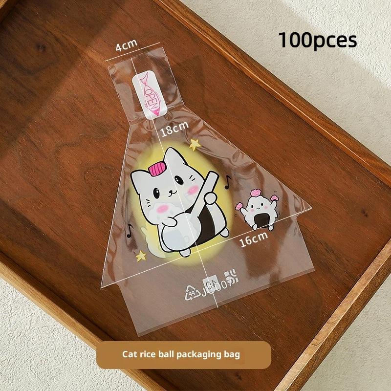 100Pcs Sushi Bags Lovely Japenese Triangle Rice Ball Disposable Packaging Bag Sushi Making Mold Bento Accessories