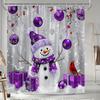 Festlig lila snögubbe & julkula duschdraperi - Polyester, Maskintvättbar, Inkluderar krokar, Badkar & Badrumsinredning