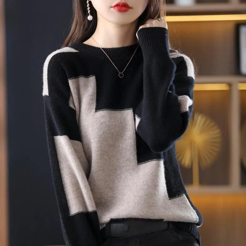 

Зимовий жіночий кашеміровий светр звичайний пуловер з круглим вирізом Повсякденна мода Чистий колір Висока якість Тепло Комфорт XXXXL хакі