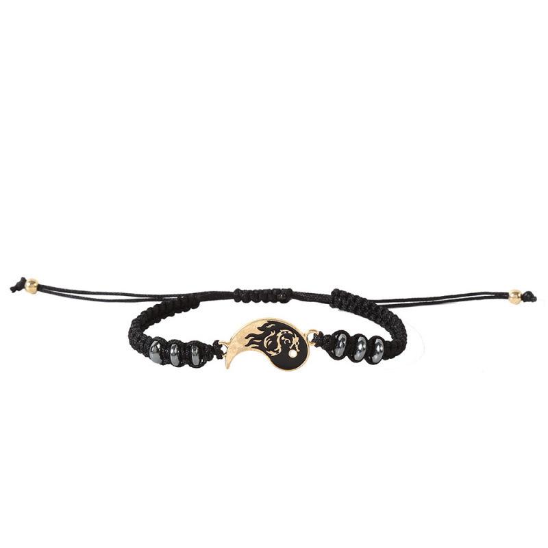 Zwei verstellbare Yin-Yang-Muster Armbänder und Halsketten Set, Anhänger, Partner-Stil.