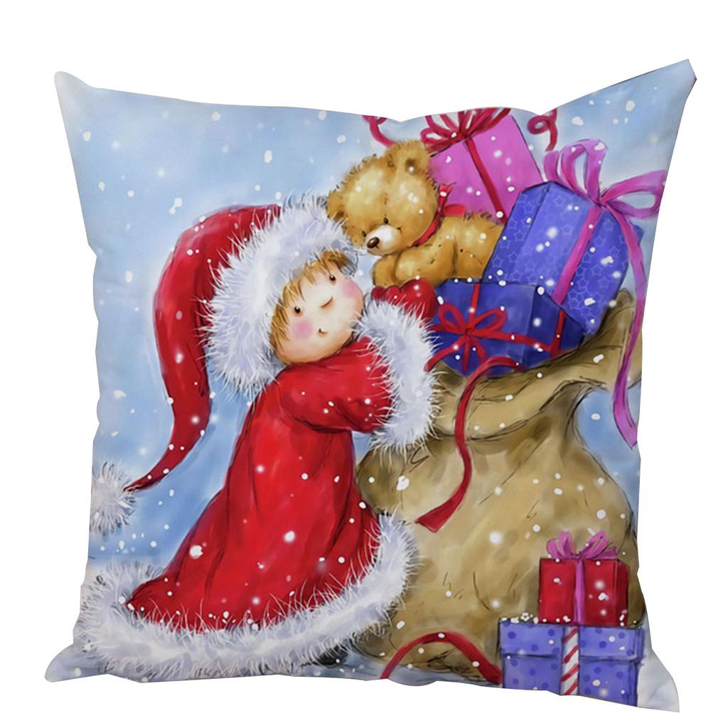Kissenbezug Weihnachtsmann Kissenbezug Dekoration Niedlicher Cartoon Schneemann Kissenbezug Zuhause Sofa Lendenwirbelstütze Stickerei