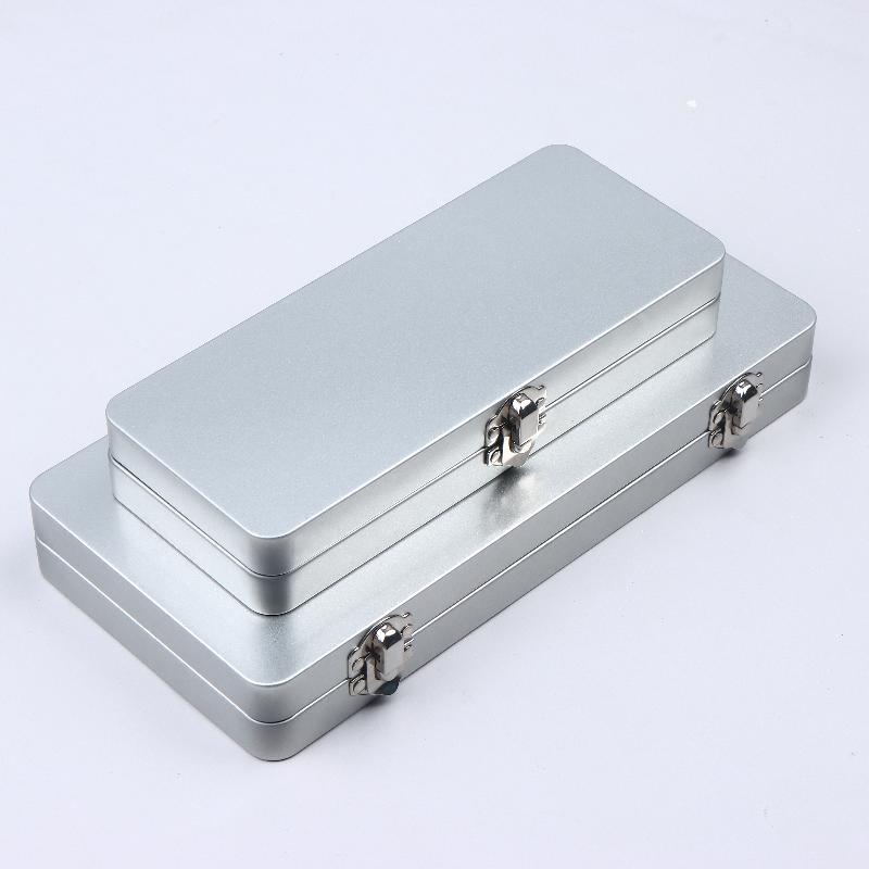 1Pcs Home Office Supplies Durable Silvery Gray Metal Rectangular Box With Lid-Ideal For Bills Cosmetics Storage