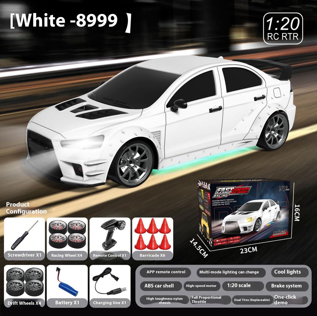 1/20 Terénní dálkově ovládané driftovací auto s více světelnými režimy ovládanými aplikací Dětský dárek pro dálkově ovládané