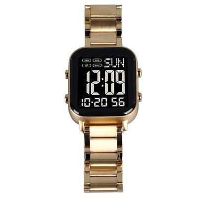 Digitaluhr LED 2259 30m Wasserdicht Lässig Großes Zifferblatt Businessuhr für Herren Goldenes Gehäuse Schwarz