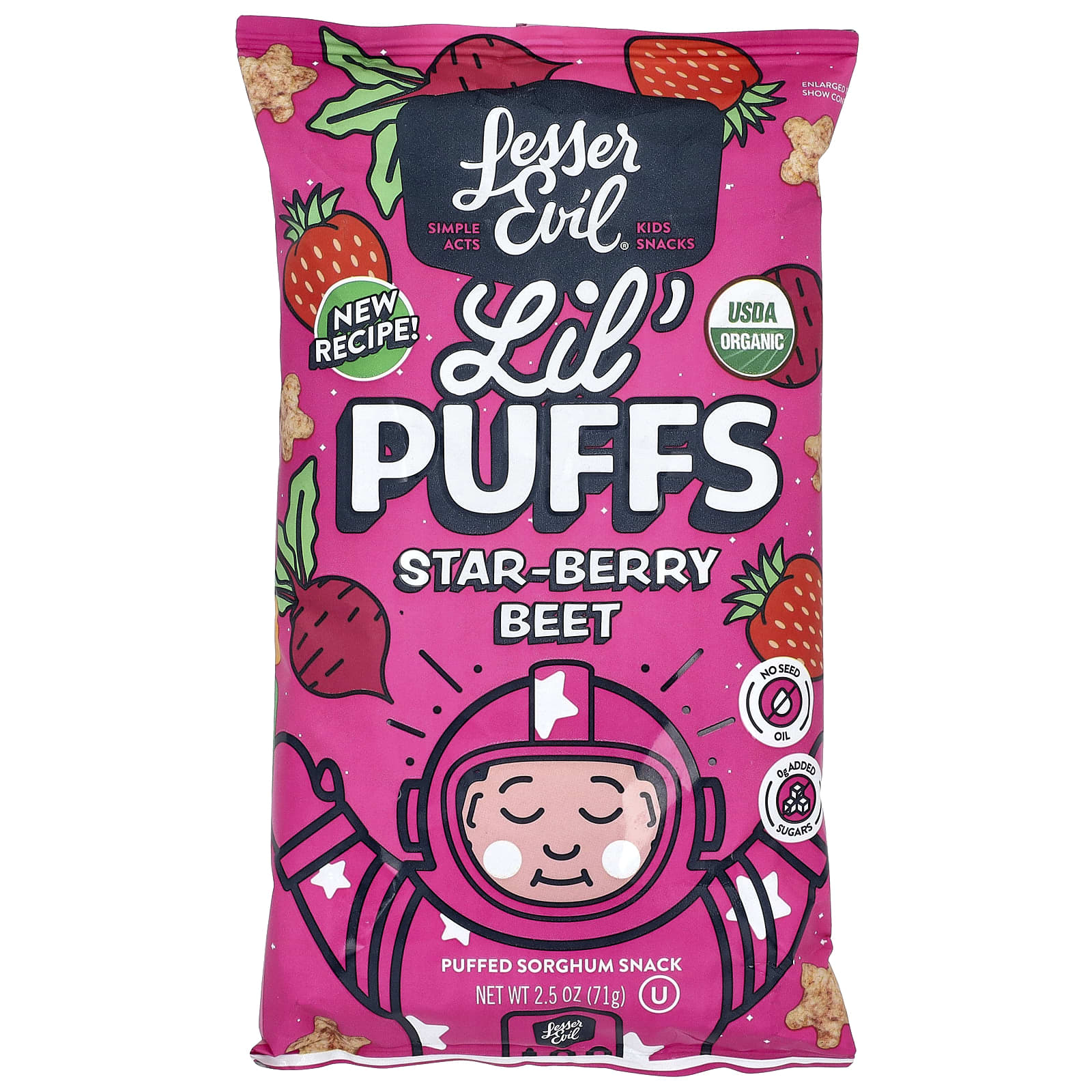 LesserEvil Lil  Puffs, Звездочки с ягодным вкусом, 71 г (2.5oz)