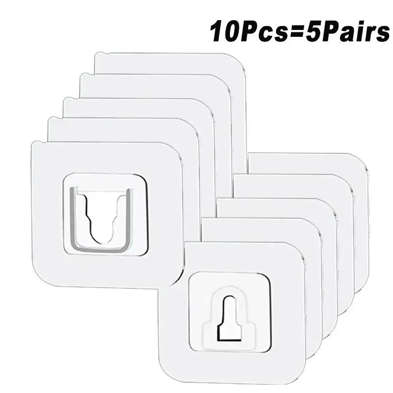 Double Sided Adhesive Wall Hooks Hanger Strong Transparent Suction Cup Storage Socket Hooks Bathroom Kitchen Bedroom Hook Kit