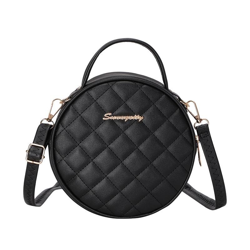 Rhombus embroidered shoulder women's bag new trendy and versatile messenger makeup small round bag