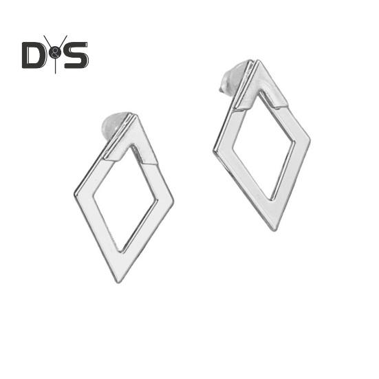 1 Par Pendientes Geométricos de Rombo para Mujer Hipoalergénicos Ligeros Minimalistas Pendientes Statement Pendientes de Tuerca Metálicos Huecos Cuadrados Delanteros Traseros Joyería