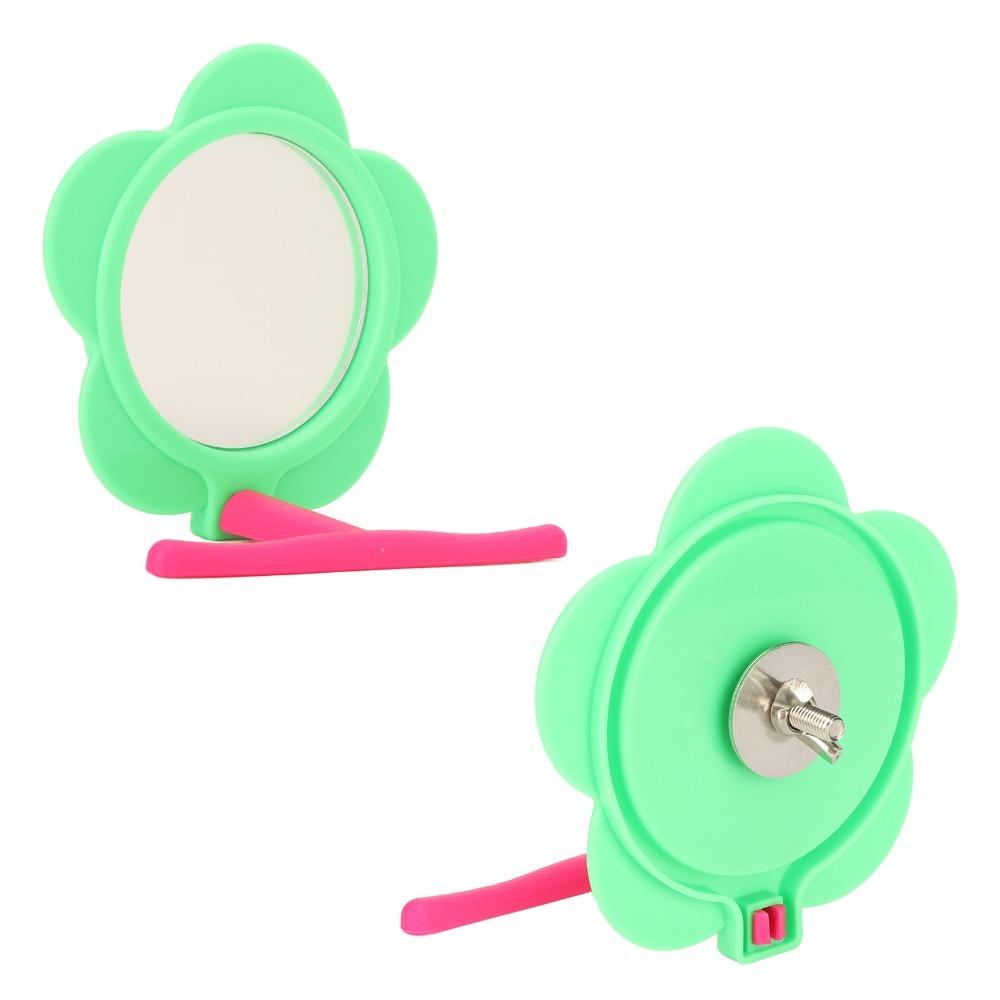 Plastic Material Parrot Mirror Stand Toy Flower Shape Bird Cage Mirror Toy  For Budgie