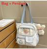Fresh Color Block Backpack With Nylon For School Girls