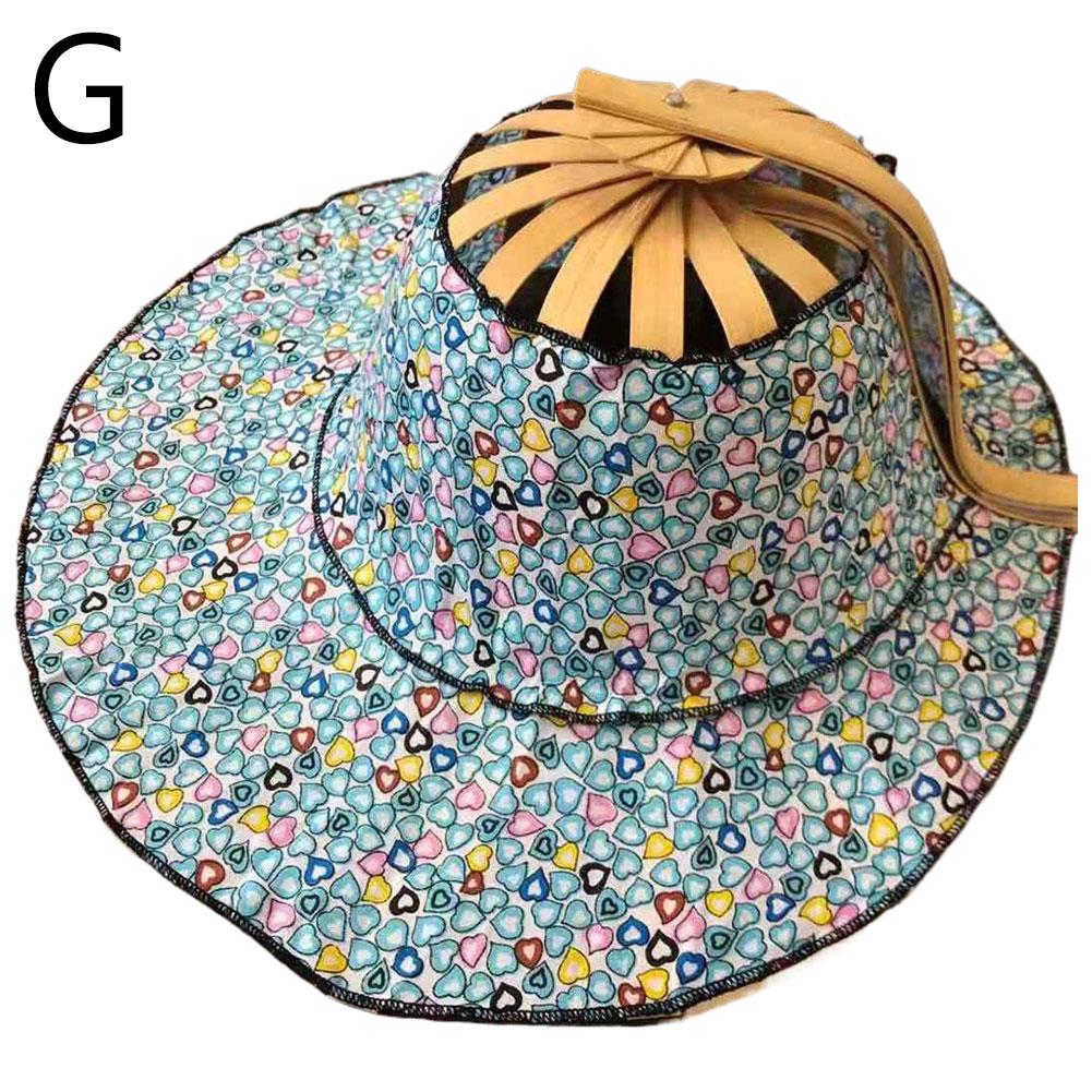 Nieuwe Zomer Buiten Sporten Strand Zonbescherming Mode Bamboe Ventilator Hoed Opvouwbare Bamboe Multifunctionele Toerisme Ventilator Hoed Decoratie