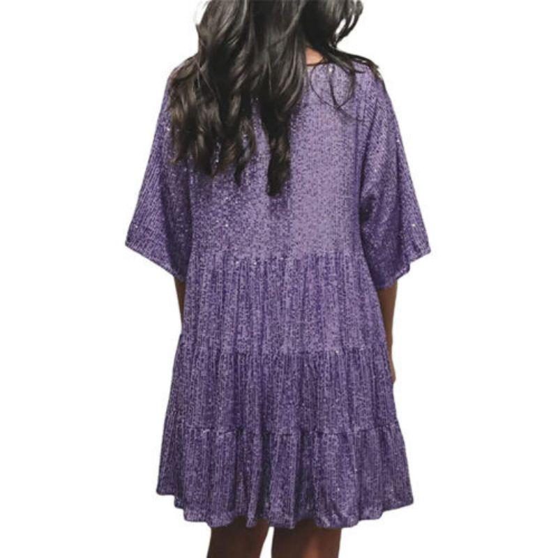 Spring/Summer 2023 Sequin Half-Sleeve Ruffle Dress