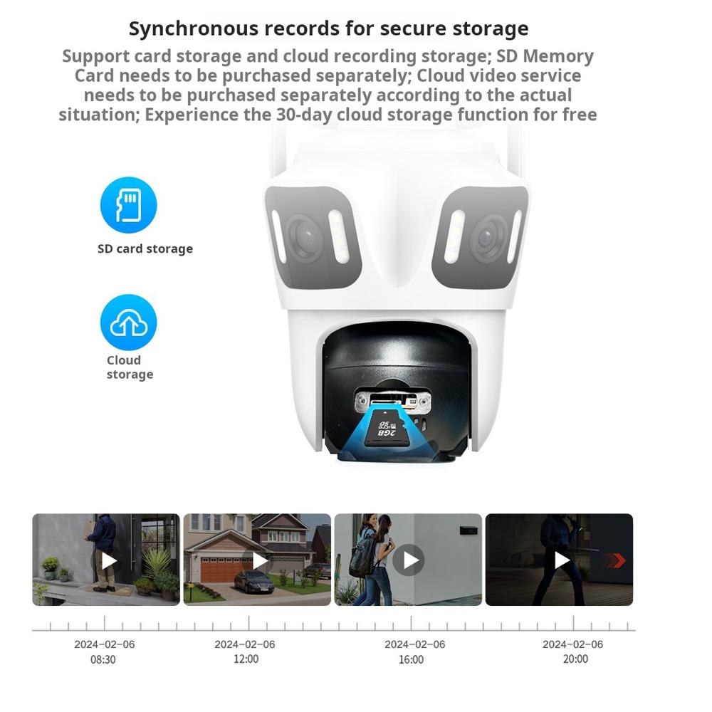 Outdoor 12MP Cameras Wifi IP Three Lens PTZ Auto Tracking Security Protection Smart CCTV Video Icsee Surveillance