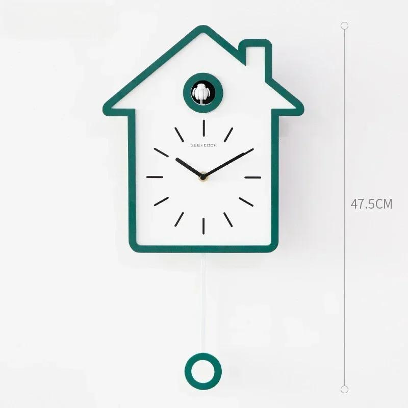 Simple and Modern Cuckoo Clock Home Living Room and Study Decoration Clock Can Tell Time Durable and Long-lasting зелёный
