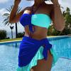 Women's Swimwear Colorblock Halter Wrap Drawstring Sexy Bikini Brazilian Beachwear Bathing Suits