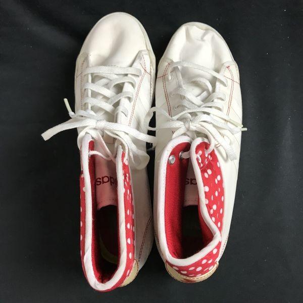 adidas Vibesurround high cut sneakers 25 women white red(USED)