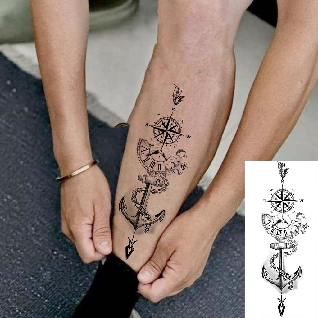 1 Sheet Geometric Planet Mountains Temporary Tattoos For Women Men Forearm Foot, Waterproof Long Lasting Realistic Tatoo Sticker