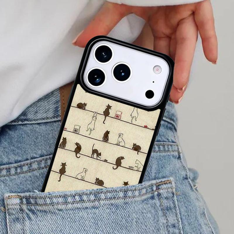 Cartoon Cute Cats Phone Case for iPhone 16e 15 14 13 12 17 Pro Max Plus Air 17pro Cover Coque