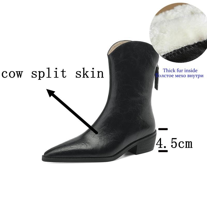 

Krazing Pot Cow Split Skin Autumn Winter Shoes Wool Chunky Heels Size 43 Size 42 Pointed Toe Gradient Color Zip Fur Ankle Boots 34 чёрный