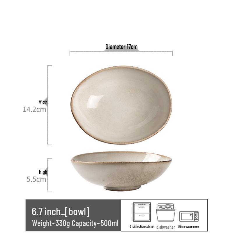Retro Ceramic Large Bowls for Soup & Vegetables - Practical Tableware for Single Serving