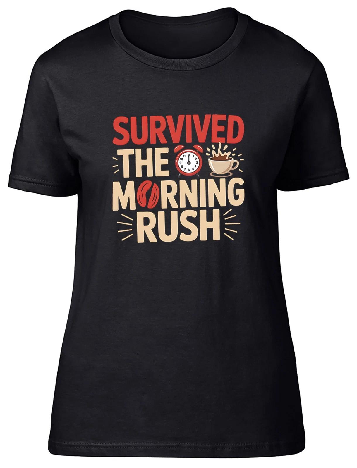 School Run Survived The Morning Run Womens T-Shirt Ladies Gift Tee S