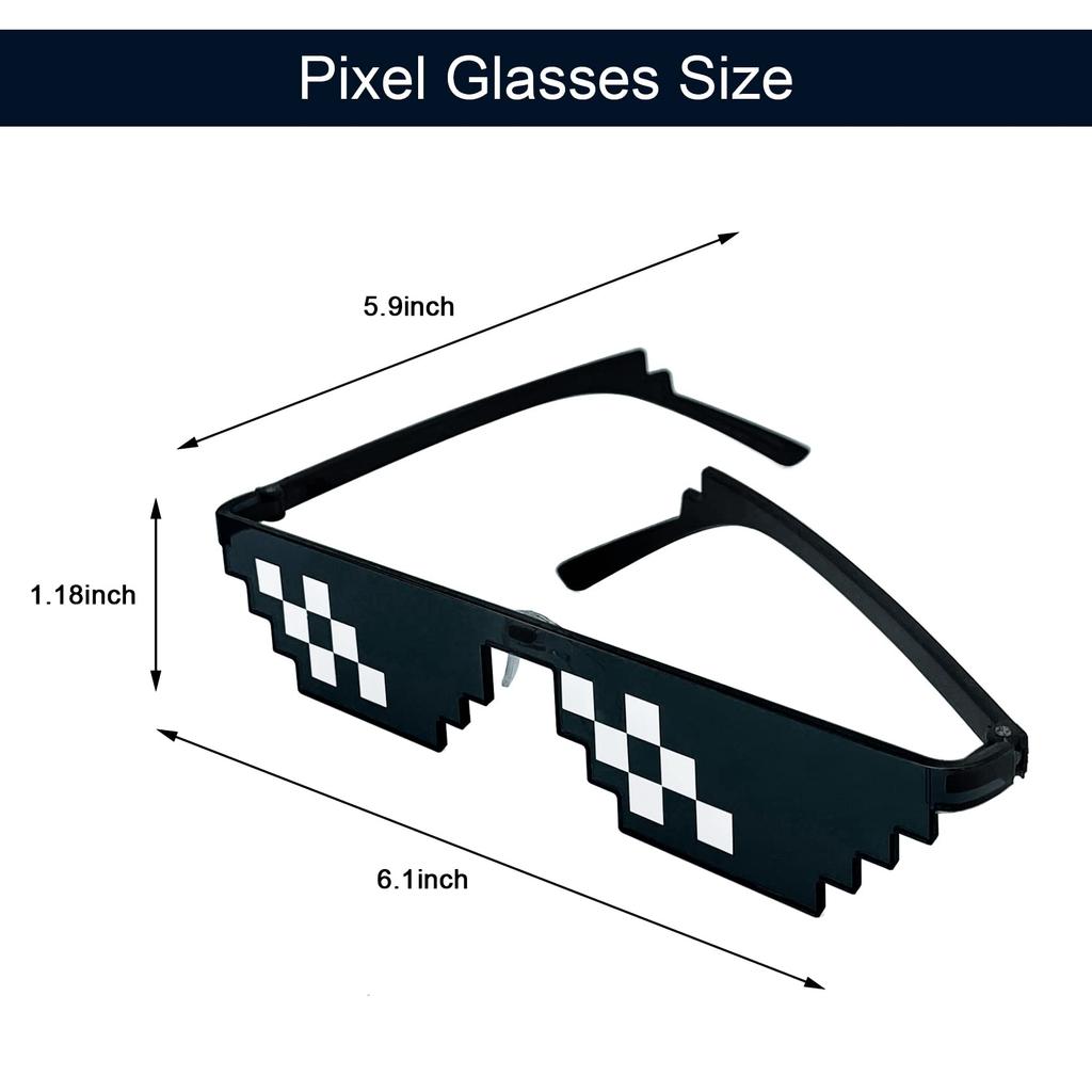 [Lorigun] Thug Life Sunglasses Pixel Mosaic Glasses Party Glasses MLG Shades (12 Pixels)