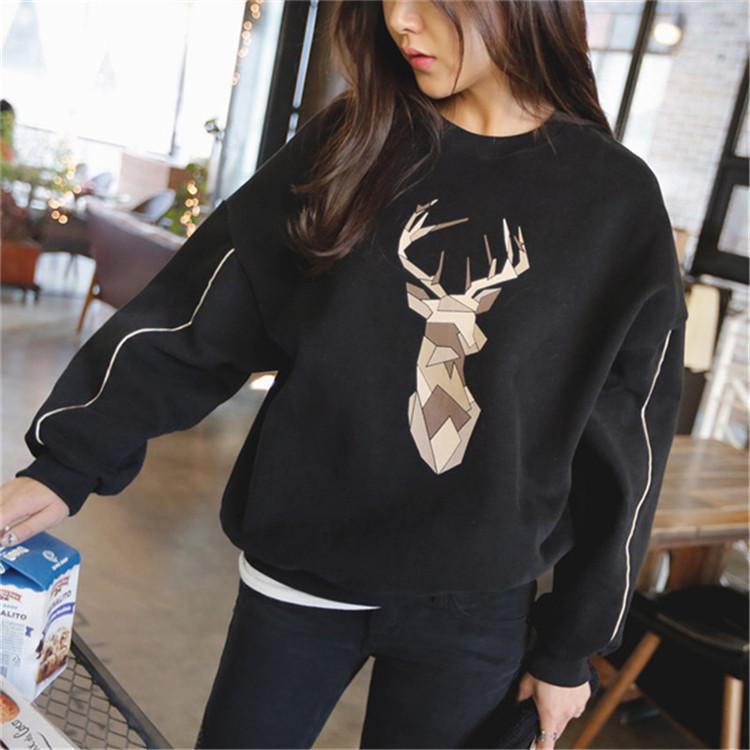 Women's Ulzzang Sweater: Autumn/Winter Korean Style, Round Neck, Thickened, Plus Velvet, Loose Fit, Long-Sleeve