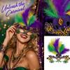 Half Face with Feathers Rhinestones Gold Purple Green Lace for Halloween Party