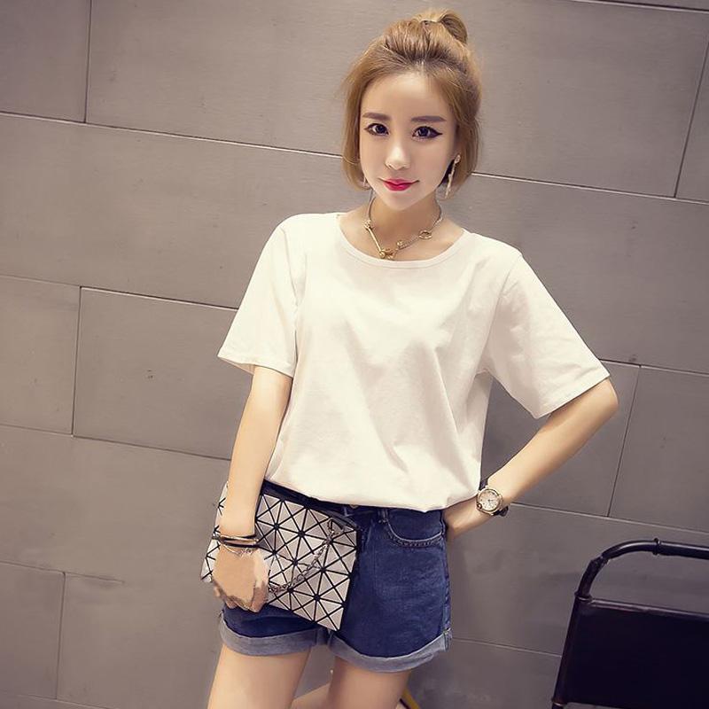 

Женская однотонная летняя футболка с открытой спиной, белый топ, женские тонкие повседневные топы с короткими рукавами и круглым вырезом, футболки для девочек M