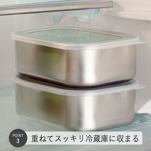 Shimomura Kihan Storage Containers, Set of 2, Deep, Made In Japan, Convenient for Food Preparation, Rust-Resistant, Temporary Storage, with Lid, Squar