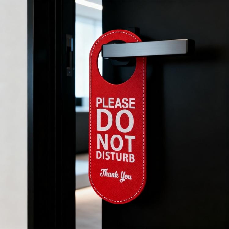 Reuseable PU Leather Double Sided Office Door Sign For Meeting Room Privacy Do Not Disturb Knock Please Hanging Sign