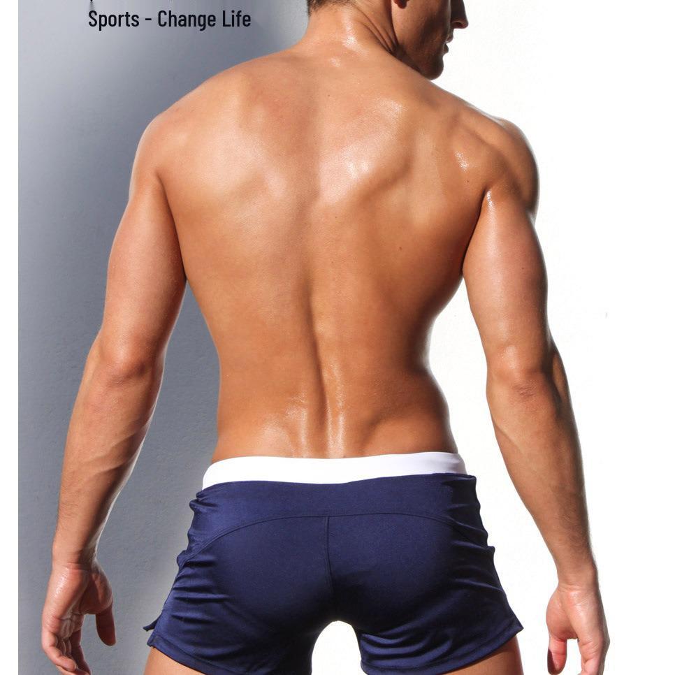 Pánské rychleschnoucí sexy plavky s nízkým pasem a přední kapsou, nadměrná velikost