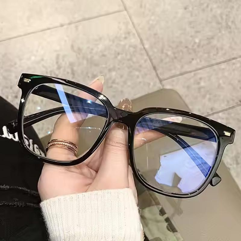 Large Frame Glasses Anti-blue Transparent Lenses Retro Classic Casual Women's Sunglasses Suitable for Daily Reading