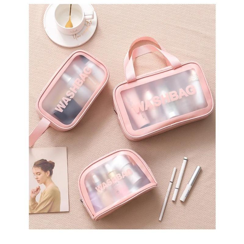 New Transparent Makeup Bag Set Toiletry Organizer Washbag for Women Portable Toiletries Pouch Travel Essential Cosmetics Bag