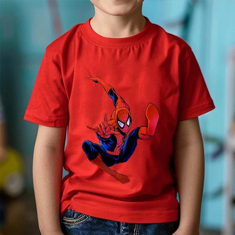 Tendencias de Moda Estampado de Dibujos Animados Anime Spider-Man Ropa para Niños y Niñas Camiseta en Verano Ropa Infantil Manga Corta