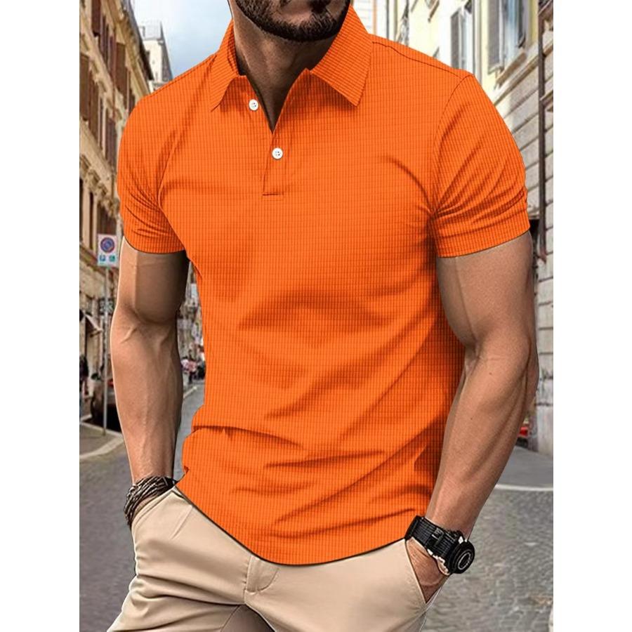 Summer Men's Polos Tops Casual Short Sleeve Lightweight Comfortable Small Square Polo Shirt Men Solid Lapel Top